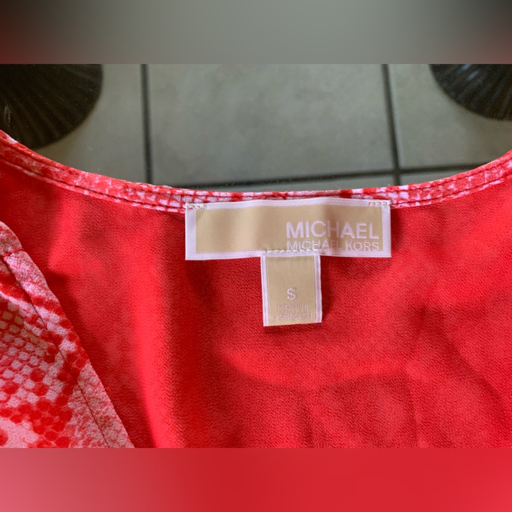 Michael Kors Vibrant Coral Red Snake Print Dress - Picture 7 of 7